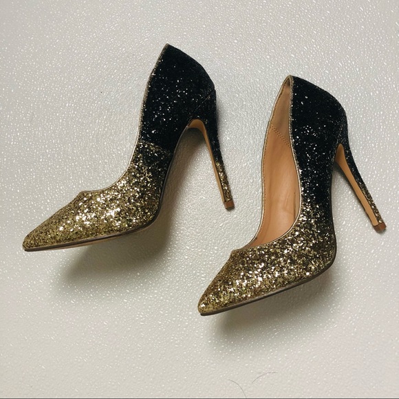 Shoedazzle Teagan Ombre Pump black and gold glitter ombré gradient high heels - Picture 4 of 13